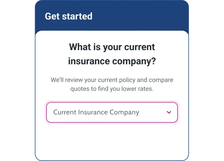 Graphic auto insurance qustion 1 screen.